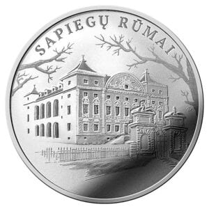 20 Eur moneta, skirta Sapiegų rūmams (iš serijos ''Lietuvos rūmai ir dvarai'')
