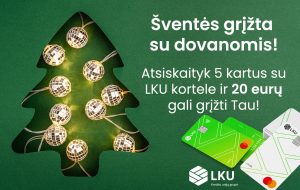 Šventės grįžta su dovanomis: atsiskaityk 5 kartus su LKU kortele ir 20 eurų gali grįžti Tau!