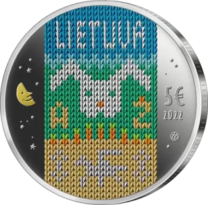 5 Eur moneta, skirta pasakai ,,Zuikis Puikis'' (iš serijos ,,Mano pasakos'')